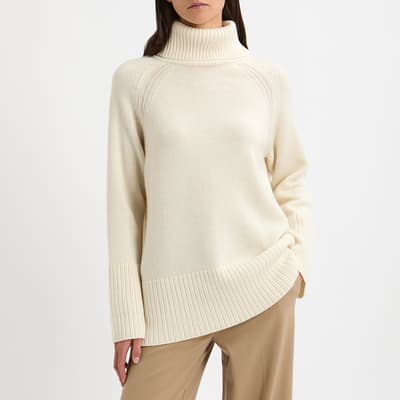 Cream Cashmere Roll Neck Tunic