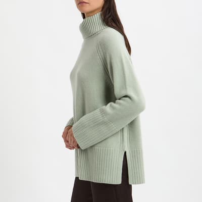 Sage Cashmere Roll Neck Tunic