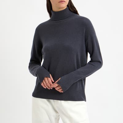 Slate Cashmere Polo Neck Jumper