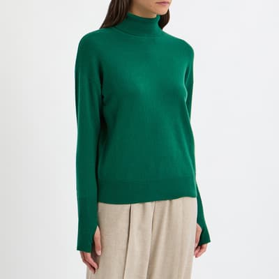 Green Cashmere Polo Neck Jumper