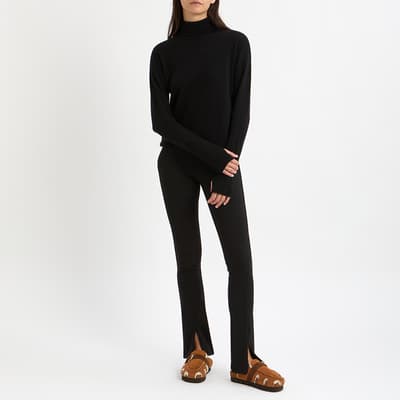 Black Cashmere Polo Neck With Stripe Jumper