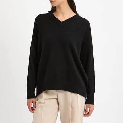 Black Cashmere V Neck Jumper