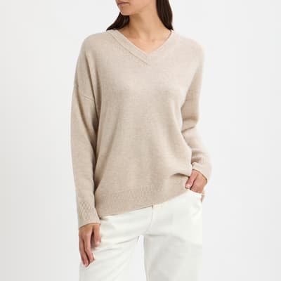 Cream Cashmere V Neck Jumper