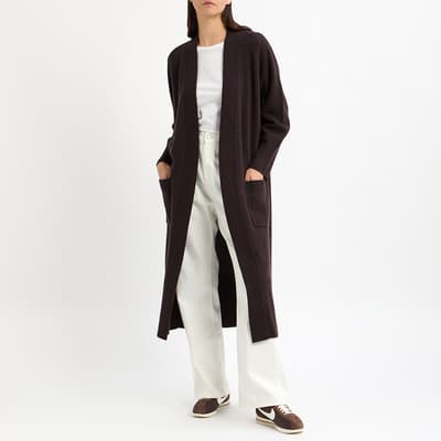 Brown Wool Longline Cardigan