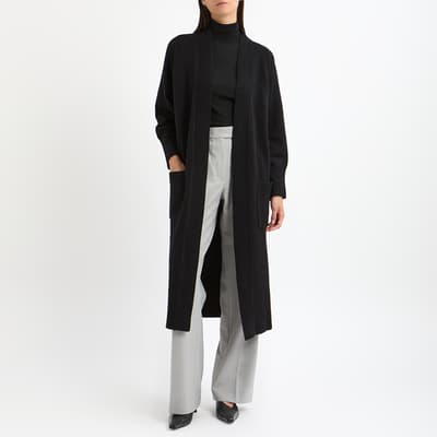 Black Wool Longline Cardigan