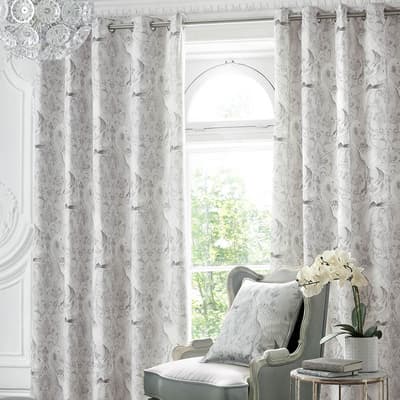 Tregaron Silver 162x188cm Eyelet Curtains