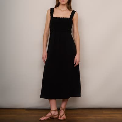 Black Delia Crochet Cotton Dress