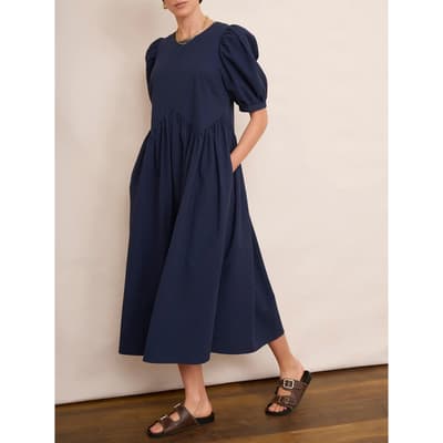 Navy Minela Cotton Dress