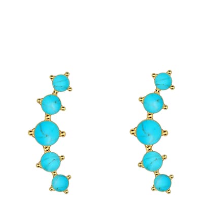 18K Gold Turquoise Climber Earrings