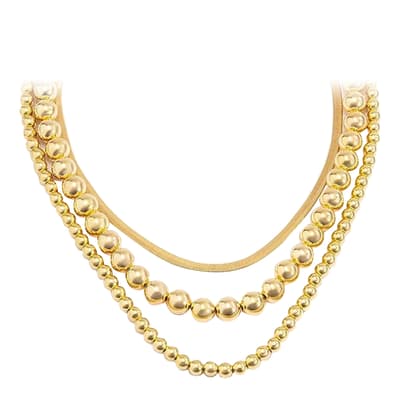 18K Gold Polished Multi Link Necklace