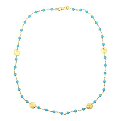 18K Gold Turquoise Disc Necklace