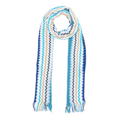 Blue, Multi Knitted Scarf