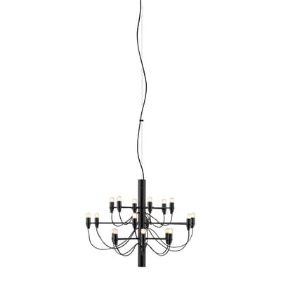 2097/18 Suspension Lamp, Clear Bulbs, Matt Black