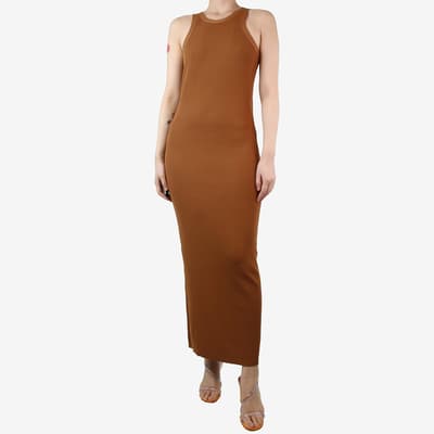 Toteme Rust Brown Ribbed Tank Dress Size L