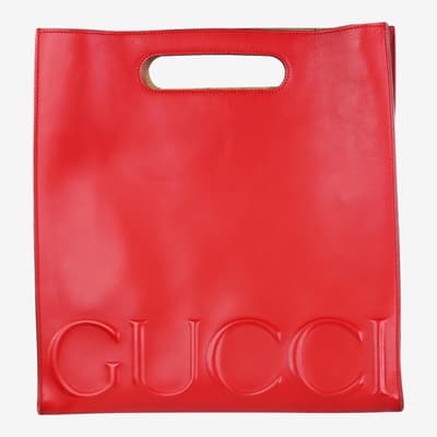Gucci Red Xl Linear Leather Tote Bag