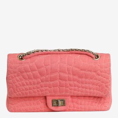 Chanel Pink Snake Print Medium 2.55 Shoulder Bag