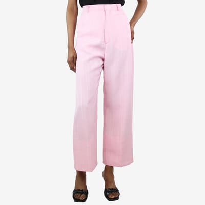 Jacquemus Pink High-Rise Wide-Leg Trousers UK 8