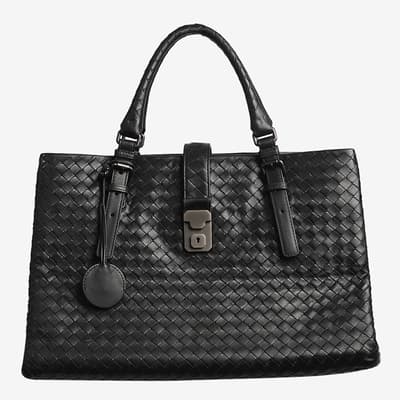 Bottega Veneta Black Leather Top Handle Bag 