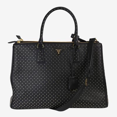Prada Black Xl Galleria Studded Leather Bag 