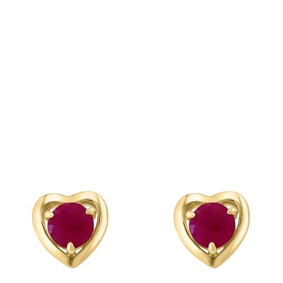 Ruby Heart Earrings                                                                                                                                                               