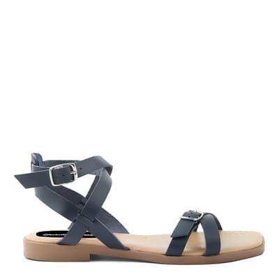 Blue Strappy Flat Sandals