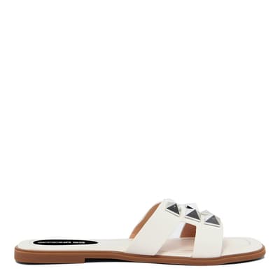 White Studded Flat Sandals