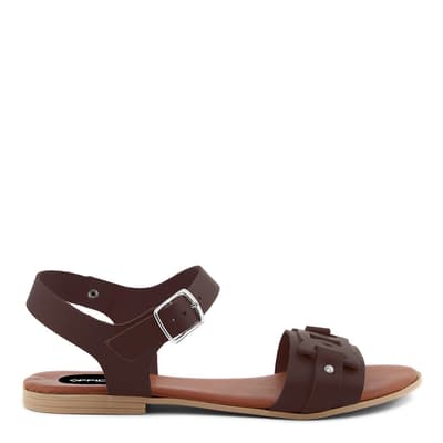 Brown Leather Flat Sandals
