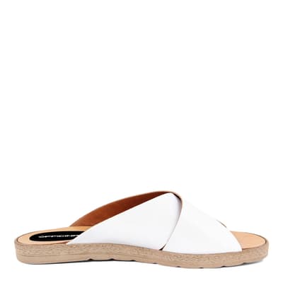 White Patent Crossover Strap Flat Sandals