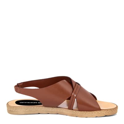 Tan Crossover Strap Slingback Flat Sandals