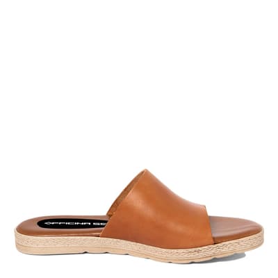 Natural Leather Slip On Flat Sandals