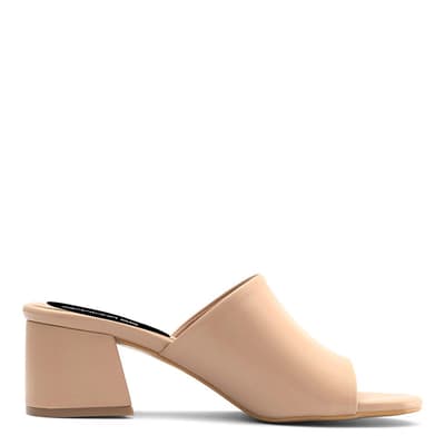 Nude Smooth Band Heeled Mules