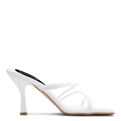 White Strappy Heeled Mules