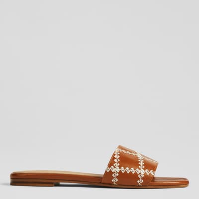 Brown Leather Hema Flat Sandals