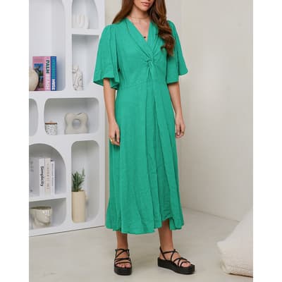 Green Linen Midi Dress