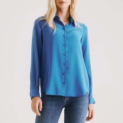 Royal Blue Liberty Plain Silk Classic Shirt
