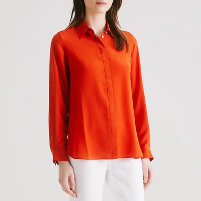 Orange Liberty Plain Silk Classic Shirt