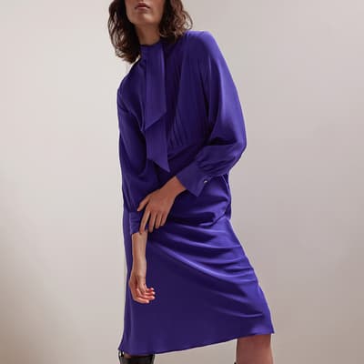 Purple Liberty Silk Pleated Dress