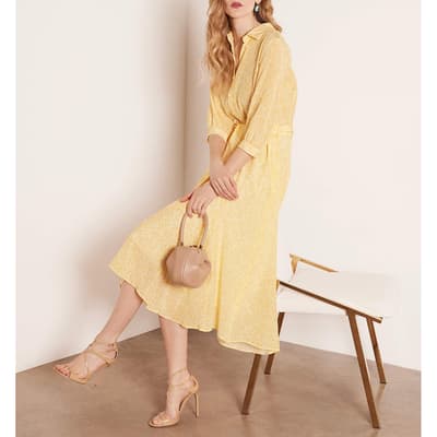 Yellow Christy Silk Midi Shirt Dress