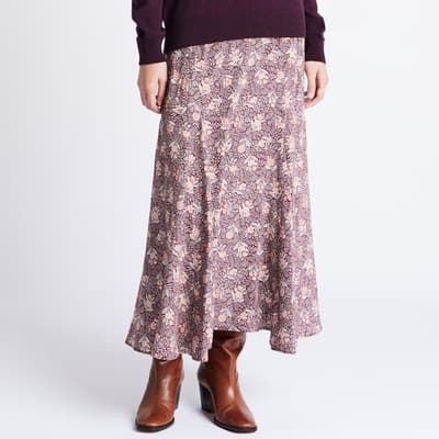 Burgundy Fern Liberty Silk Flippy Skirt