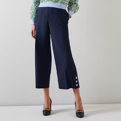 Navy Keaton Cropped Trousers