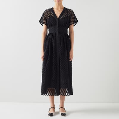 Black Vivienne Cotton Midi Dress