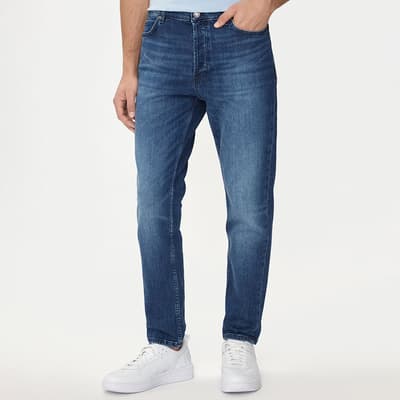 Blue Wash Tapered Fit Stretch Jeans