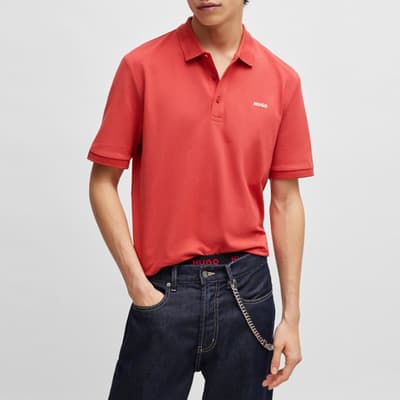 Red Pique Cotton Polo Shirt