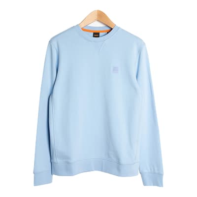 Blue Terry Relaxed Cotton Sweatshirt
