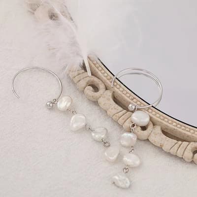 White Silver Dew Earrings