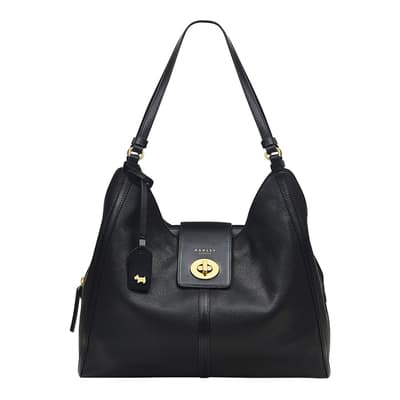Black Longacre Medium Ziptop Shoulder Bag 