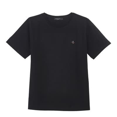 Black  Clarence Road Crew Neck Embroidered T-Shirt 