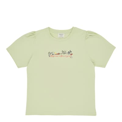Green Five A Day Pleat Sleeve T-Shirt 