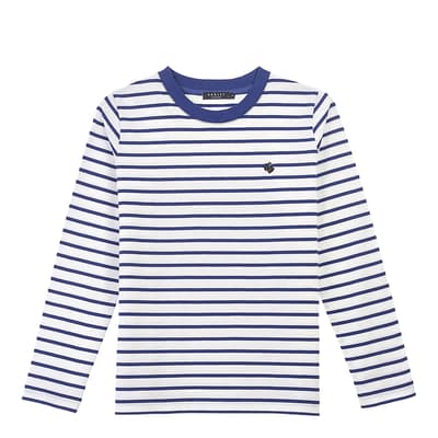 Blue/ White Linden Garden - Long Sleeve Striped T-shirt