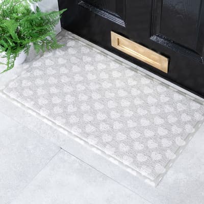 Grey Heart Pattern Doormat (70 x 40cm)